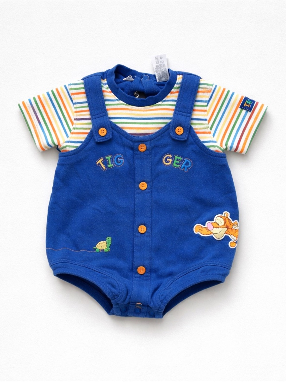 Vintage Style Tiger Disney Blue Romper with Multicolor Striped Bodysuit